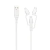 Linocell Premium Micro-USB-kabel med Lightning- og USB-C-adapter - Hvid