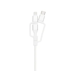 Linocell Premium Micro-USB-kabel med Lightning- og USB-C-adapter - Hvid