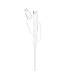 Linocell Premium Micro-USB-kabel med Lightning- og USB-C-adapter - Hvid