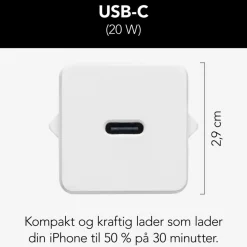 Linocell USB-C-oplader - PD 20 W - Hvid