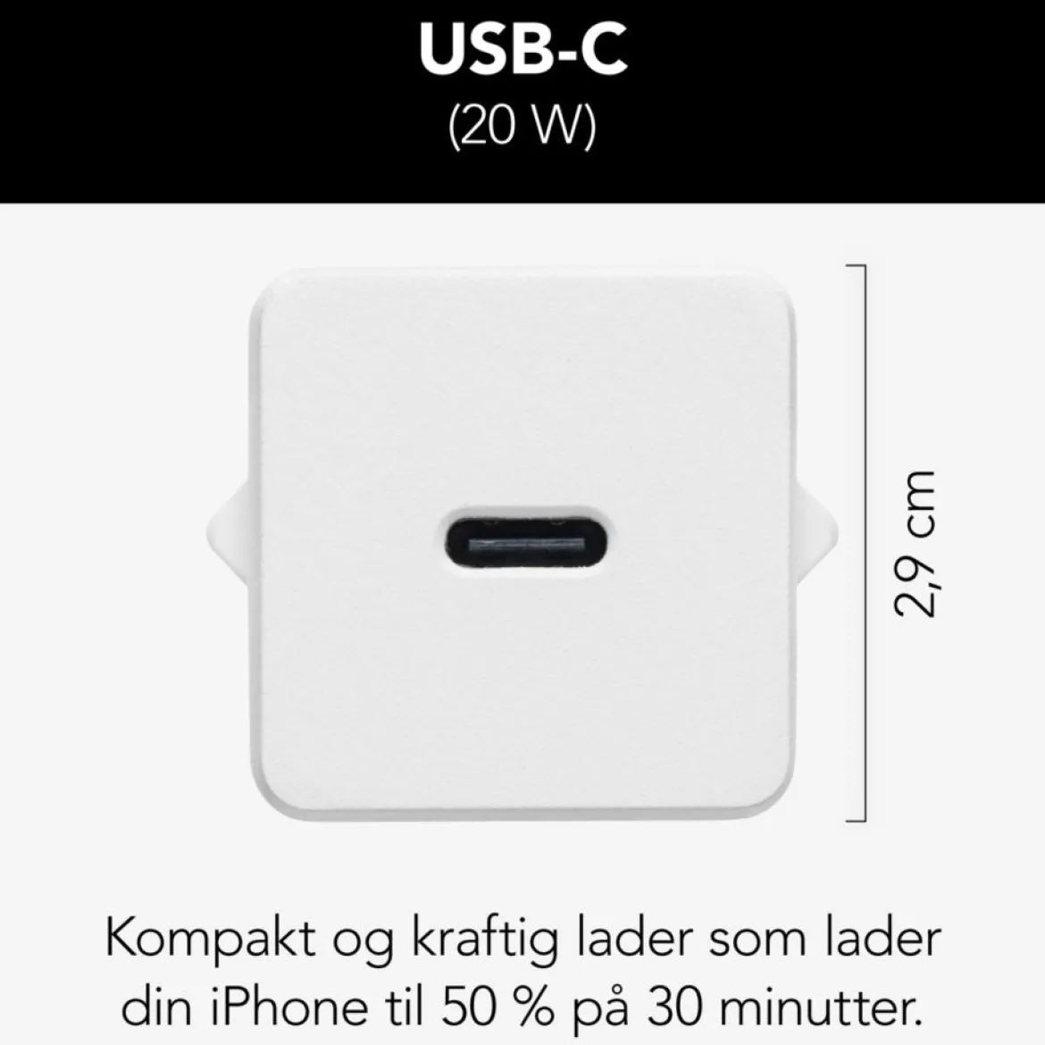 Linocell USB-C-oplader - PD 20 W - Hvid