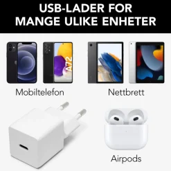 Linocell USB-C-oplader - PD 20 W - Hvid