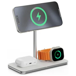 Linq 3-i-1 Qi2 trådløs opladestander til iPhone, Apple Watch og AirPods