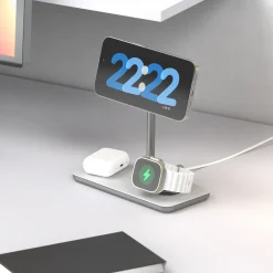 Linq 3-i-1 Qi2 trådløs opladestander til iPhone, Apple Watch og AirPods