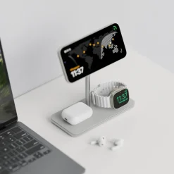 Linq 3-i-1 Qi2 trådløs opladestander til iPhone, Apple Watch og AirPods