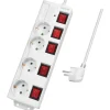 LogiLink 4-vejs grenstik med kontakter, 1,5 m, Hvid, IP20