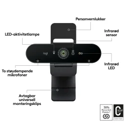 Logitech Brio 4K webcam med Windows Hello