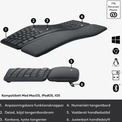 Logitech Ergo K860 ergonomisk trådløst tastatur