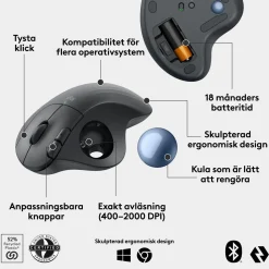 Logitech Ergo M575S trådløs trackball-mus, Graphite