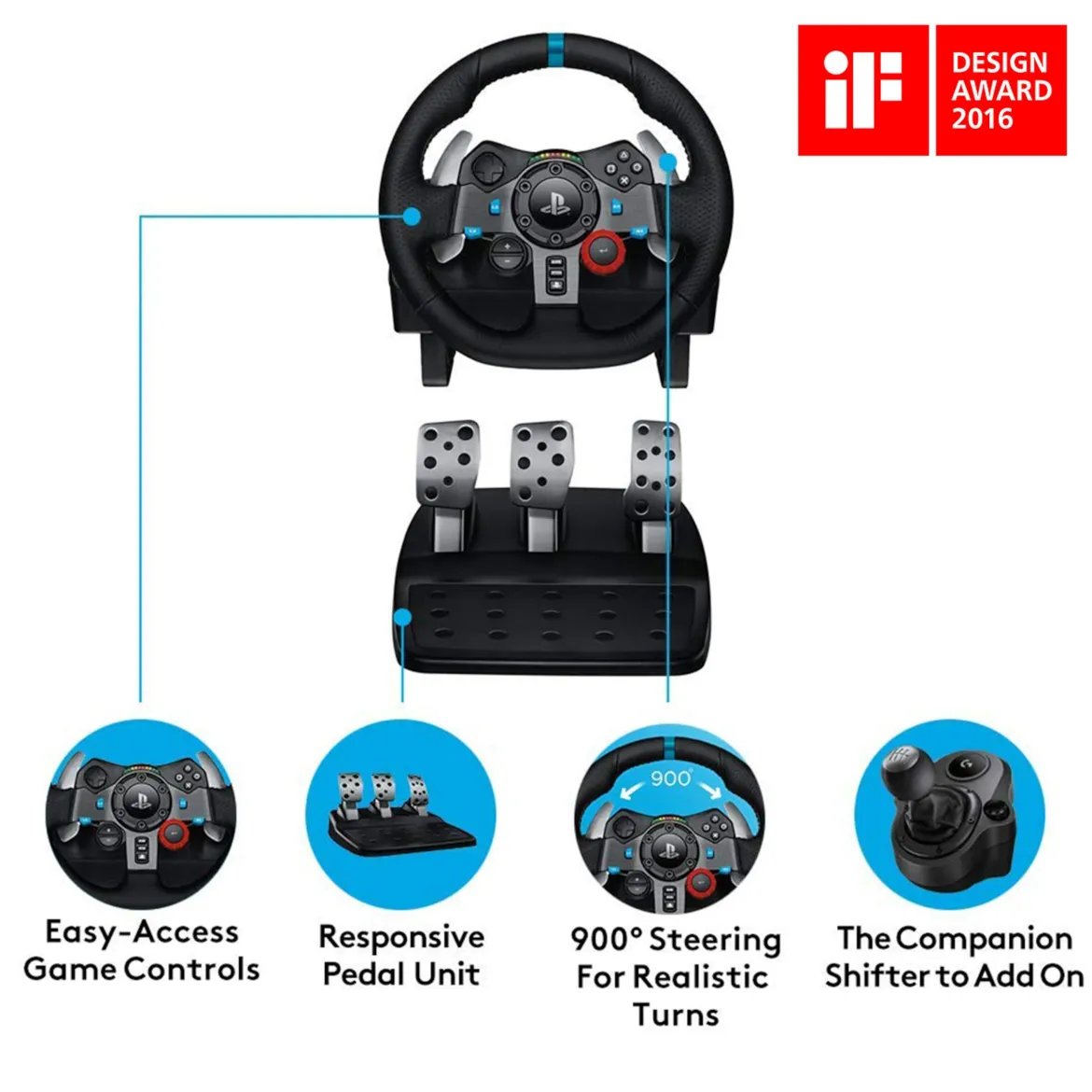 Logitech G 29 Driving Force Rat til Playstation og PC