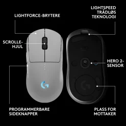 Logitech G Pro 2 Trådløs gaming-mus til professionelle - Hvid