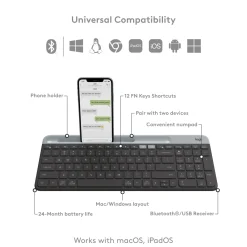 Logitech K580 Slim trådløst tastatur til flere enheder