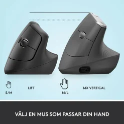 Logitech Lift vertikal ergonomisk mus, Graphite
