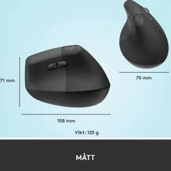 Logitech Lift vertikal ergonomisk mus, Graphite