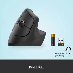 Logitech Lift vertikal ergonomisk mus, Graphite
