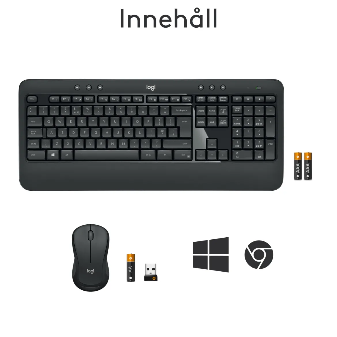 Logitech MK540 Trådløst tastatur og mus