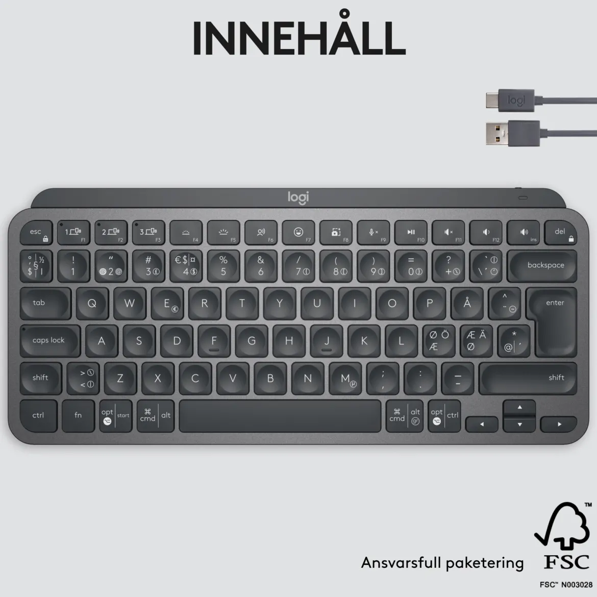 Logitech MX Keys Mini Trådløst tastatur - Grå