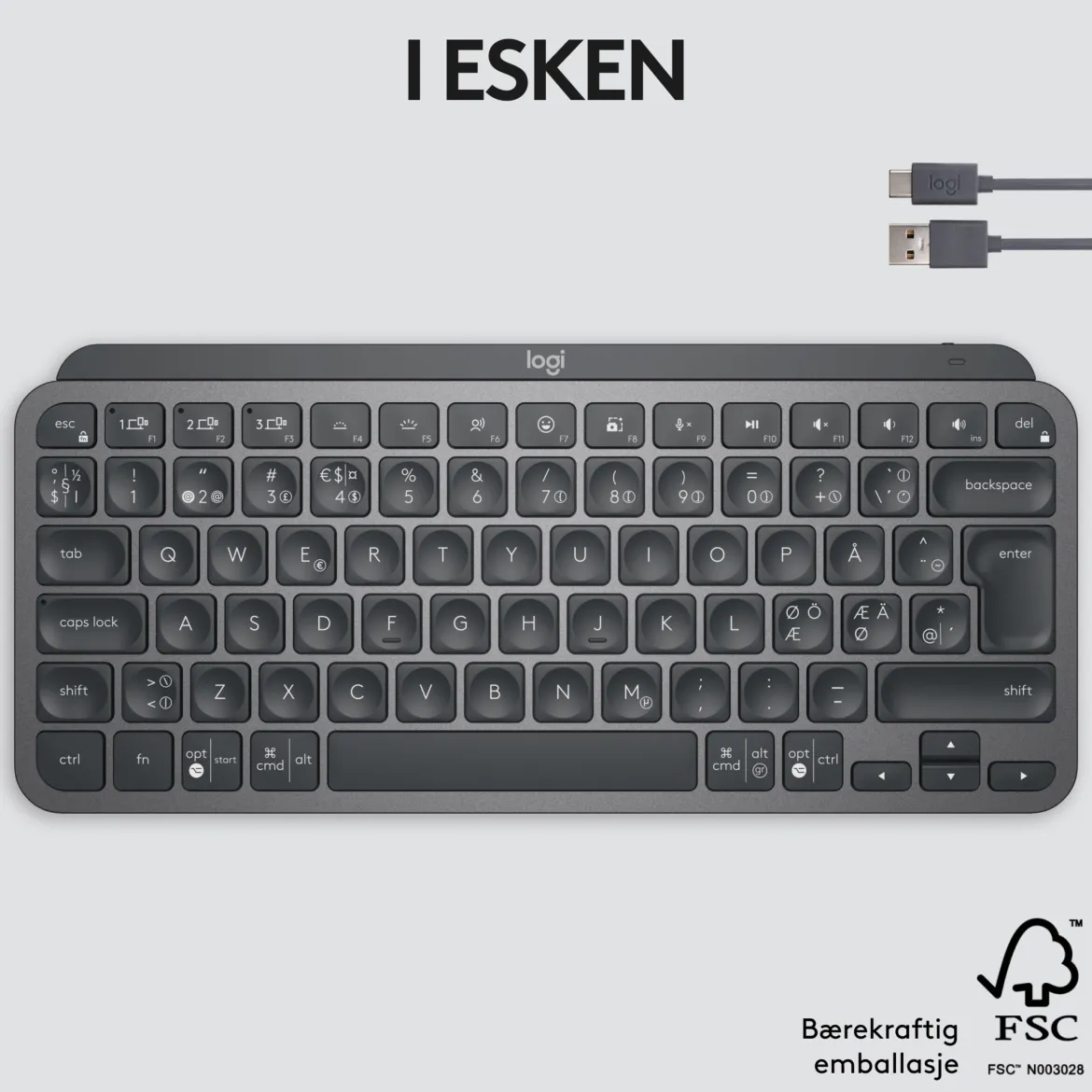 Logitech MX Keys Mini Trådløst tastatur - Grå