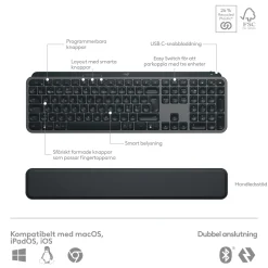 Logitech MX Keys S Combo trådløst tastatur og mus, Graphite