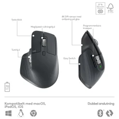 Logitech MX Keys S Combo trådløst tastatur og mus, Graphite