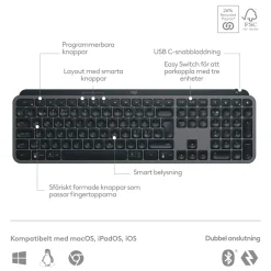 Logitech MX Keys S Trådløst tastatur - Grafit