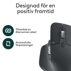 Logitech MX Master 3s trådløs computermus, Grafit, Bluetooth-udgave
