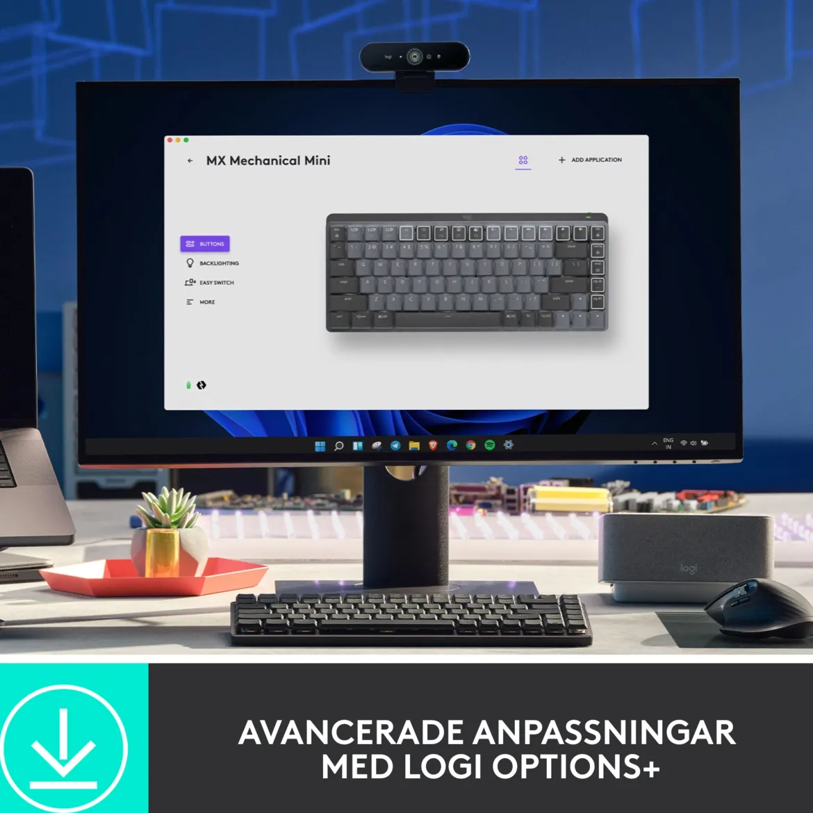 Logitech MX Mechanical Mini trådløst mekanisk tastatur, Tactile Quiet (Brown)
