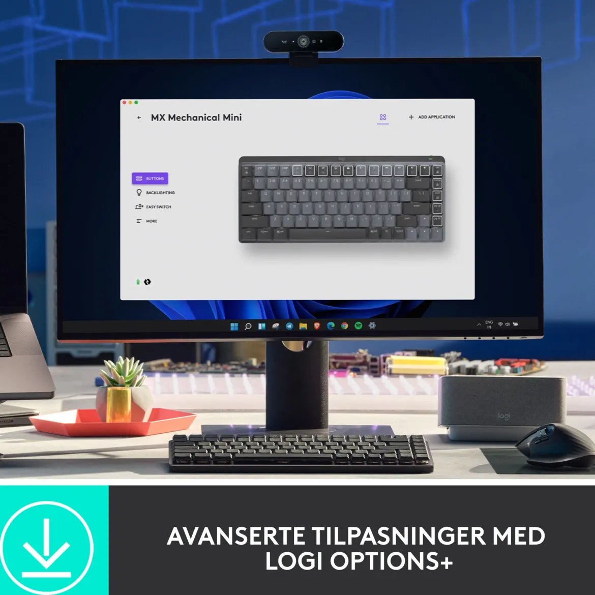 Logitech MX Mechanical Mini trådløst mekanisk tastatur, Tactile Quiet (Brown)