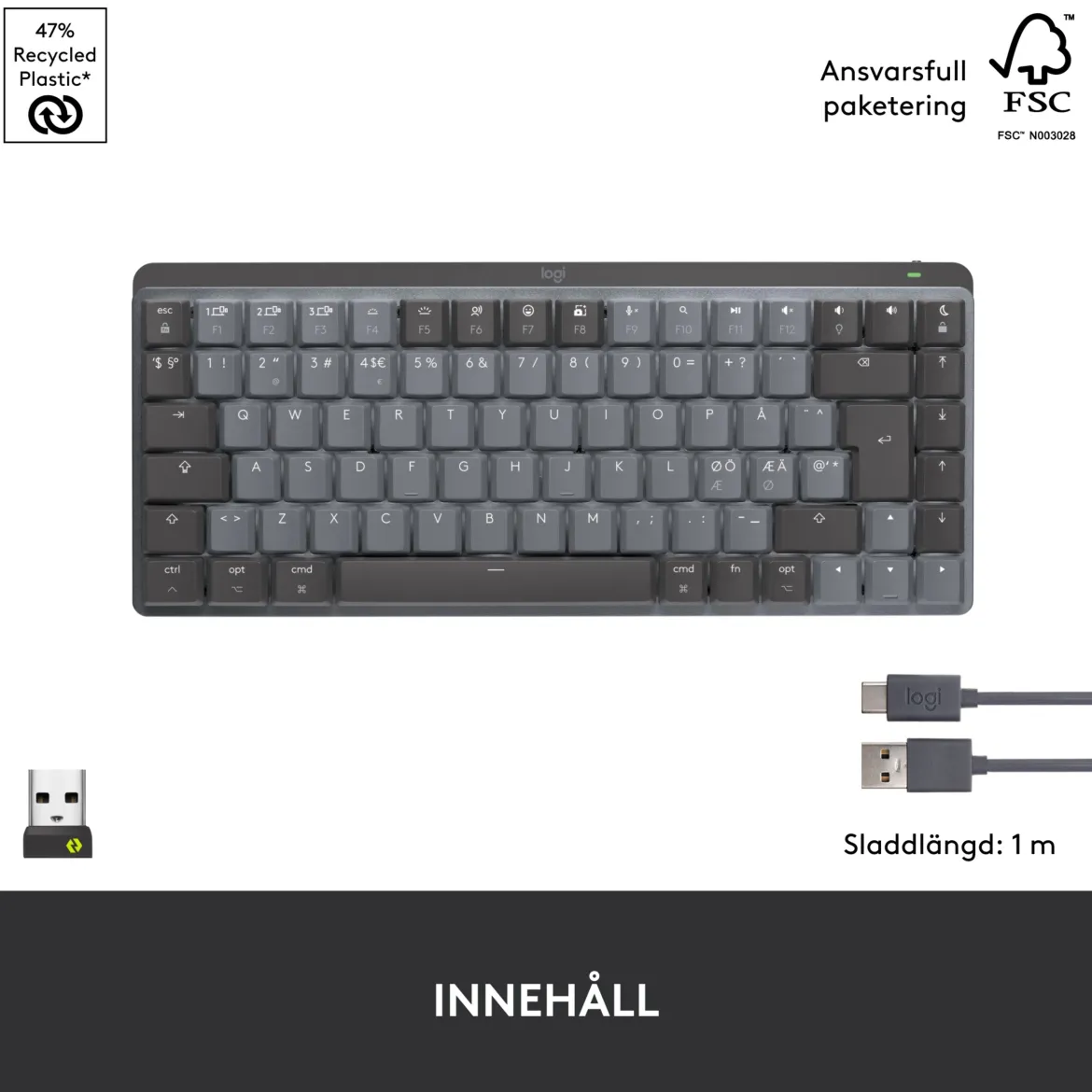 Logitech MX Mechanical Mini trådløst mekanisk tastatur, Tactile Quiet (Brown)