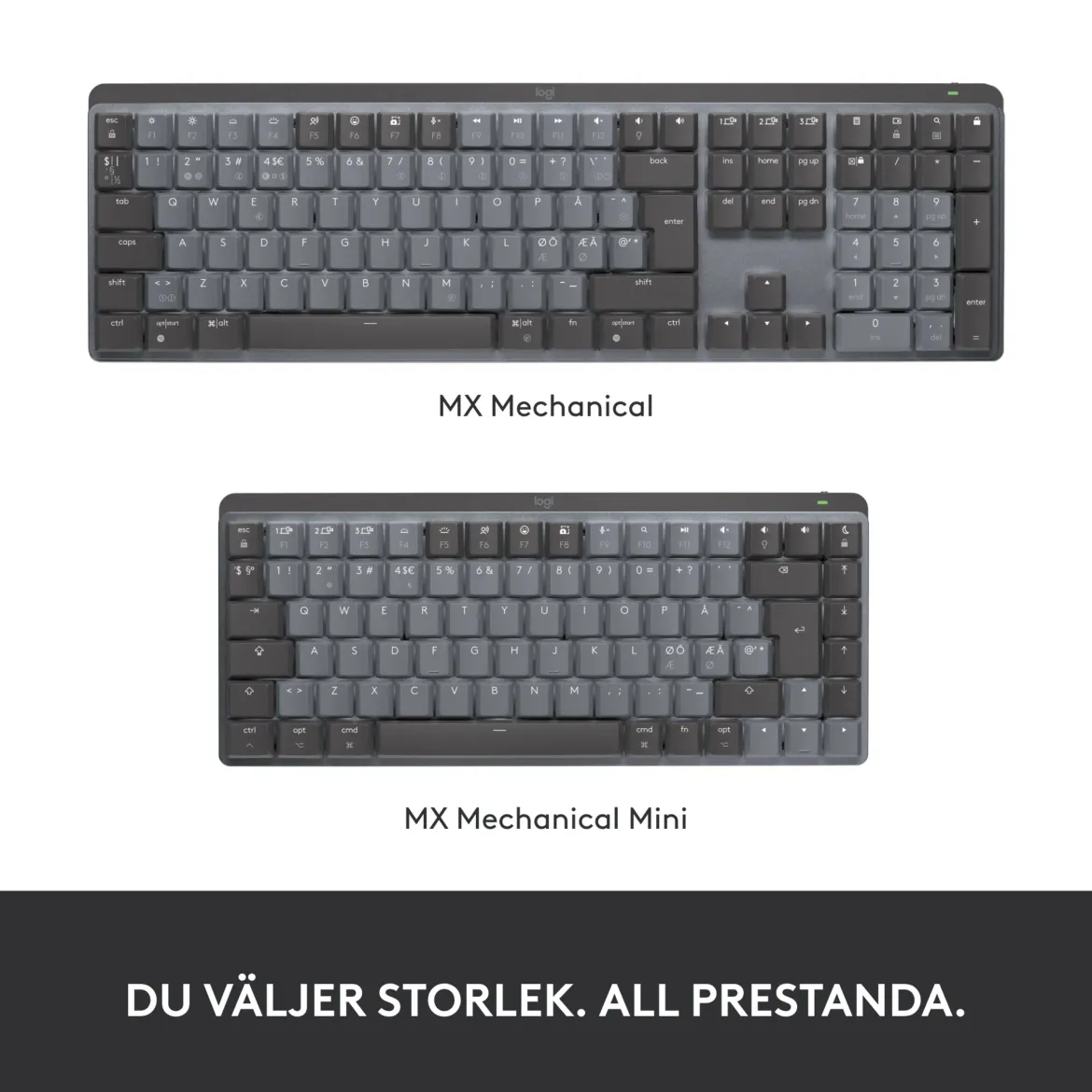 Logitech MX Mechanical Mini trådløst mekanisk tastatur, Tactile Quiet (Brown)