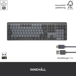 Logitech MX Mechanical trådløst mekanisk tastatur, Tactile Quiet (Brown)