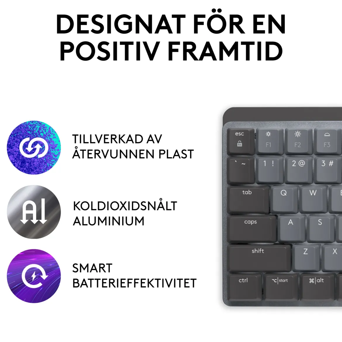 Logitech MX Mechanical trådløst mekanisk tastatur, Tactile Quiet (Brown)