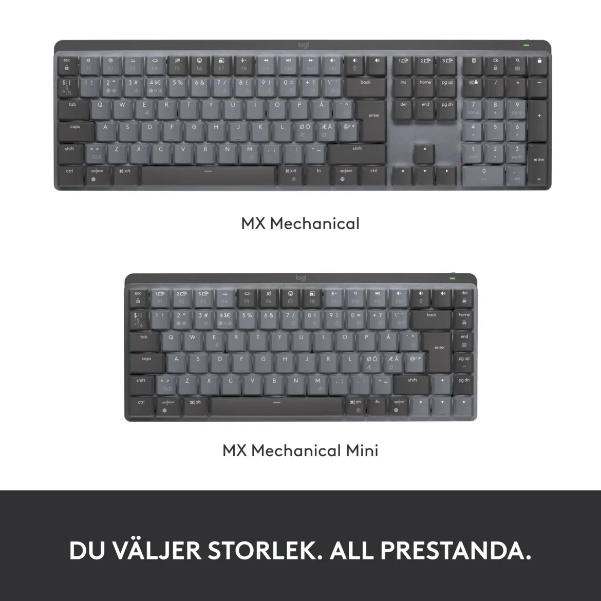 Logitech MX Mechanical trådløst mekanisk tastatur, Tactile Quiet (Brown)