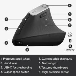 Logitech MX Vertikal Trådløs mus til computer