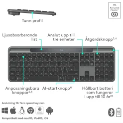 Logitech Signature Slim Solar+ trådløst tastatur med solopladning