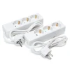 Luxorparts Stikdåse 3-vejs 1 m, Hvid, 2-pak