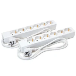 Luxorparts Stikdåse 6-vejs 1 m, Hvid, 2-pak