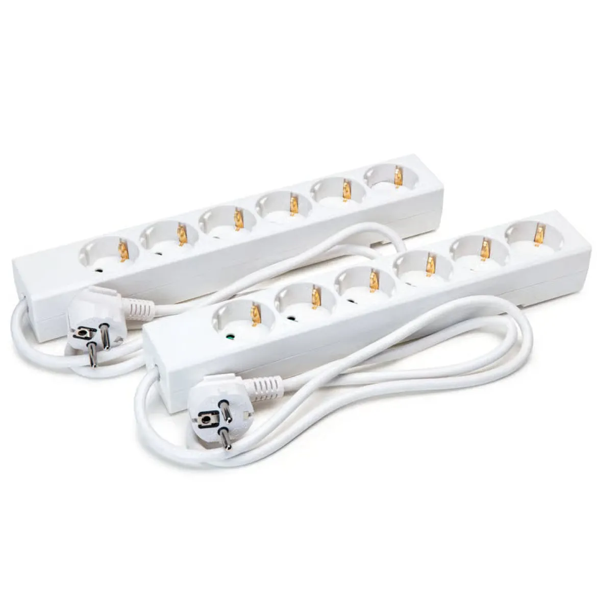 Luxorparts Stikdåse 6-vejs 1 m, Hvid, 2-pak