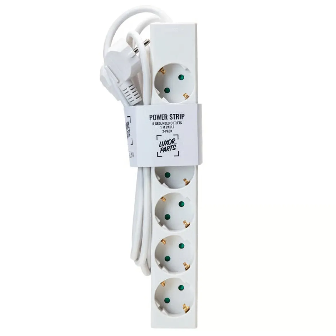 Luxorparts Stikdåse 6-vejs 1 m, Hvid, 2-pak