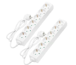 Luxorparts Stikdåse 6-vejs 2-pakke - 1 m
