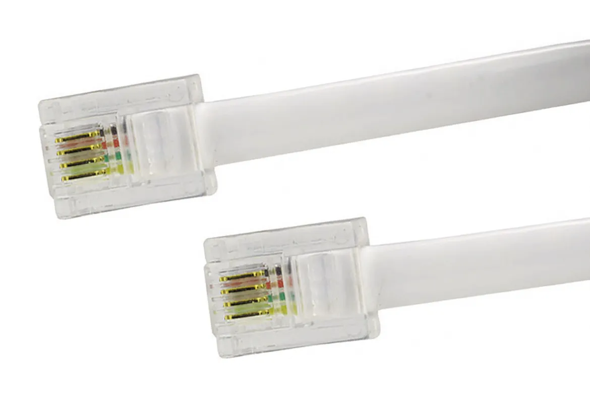 Luxorparts Telefonkabel RJ11 til RJ11 hvid - 1 m