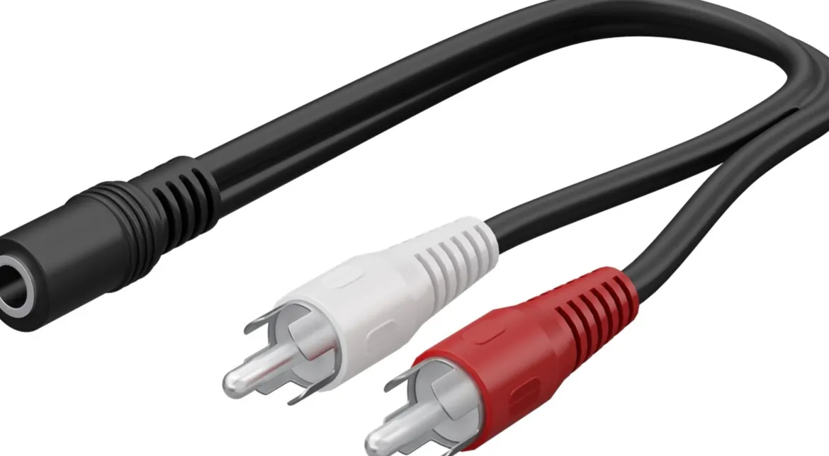Lydadapter 2x RCA han til 3,5 mm hun - 0,2 m