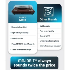 Majority Pladespiller med bluetooth