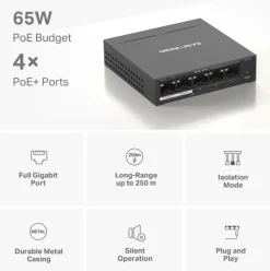 Mercusys MS105GP 5-portars gigabitswitch med POE+