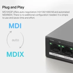 Mercusys MS105GP 5-portars gigabitswitch med POE+