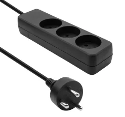 MicroConnect dansk stikdåse - 3-vejs - sort - 1 m