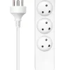 MicroConnect Dansk stikdåse - 3-vejs - Hvid - 1 m kabel
