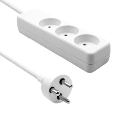 MicroConnect Dansk stikdåse - 3-vejs - Hvid - 1 m kabel