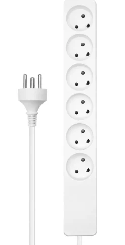 MicroConnect Dansk stikdåse - 6-vejs - Hvid - 5 m