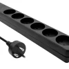 MicroConnect dansk stikdåse - 6-vejs - Sort - 2m